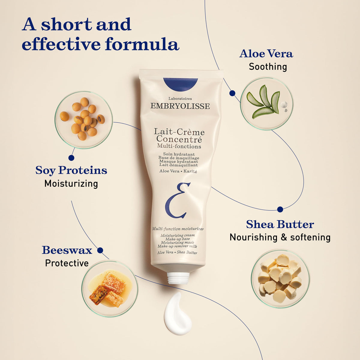Embryolisse multi-purpose nourishing moisturizer held in hand to display the travel friendly 75 ml size
