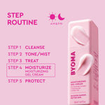 Byoma ceramide facial lotion bottle top pump mechanism and product branding texture view