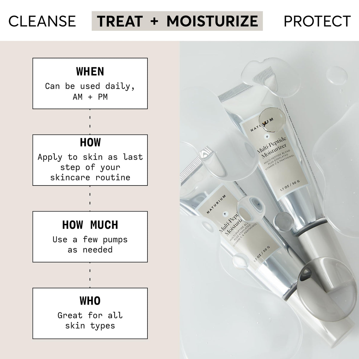 Naturium Multi Peptide Moisturizer packaging showing ingredients list and benefits