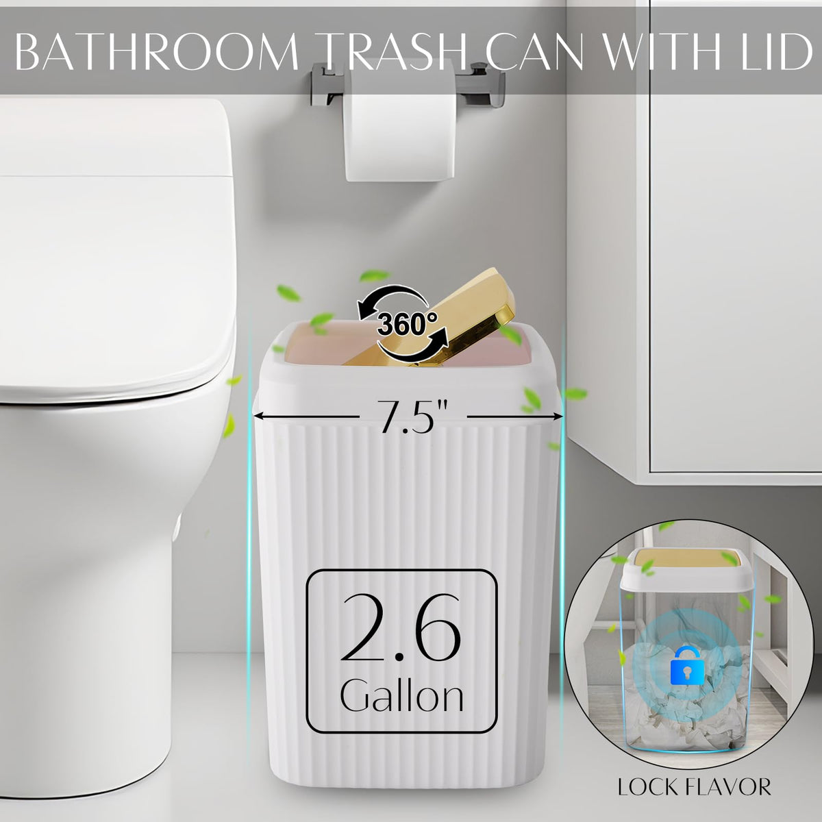 WSBArt bathroom organizer set showcasing the toothbrush holder cup and matching vanity tray