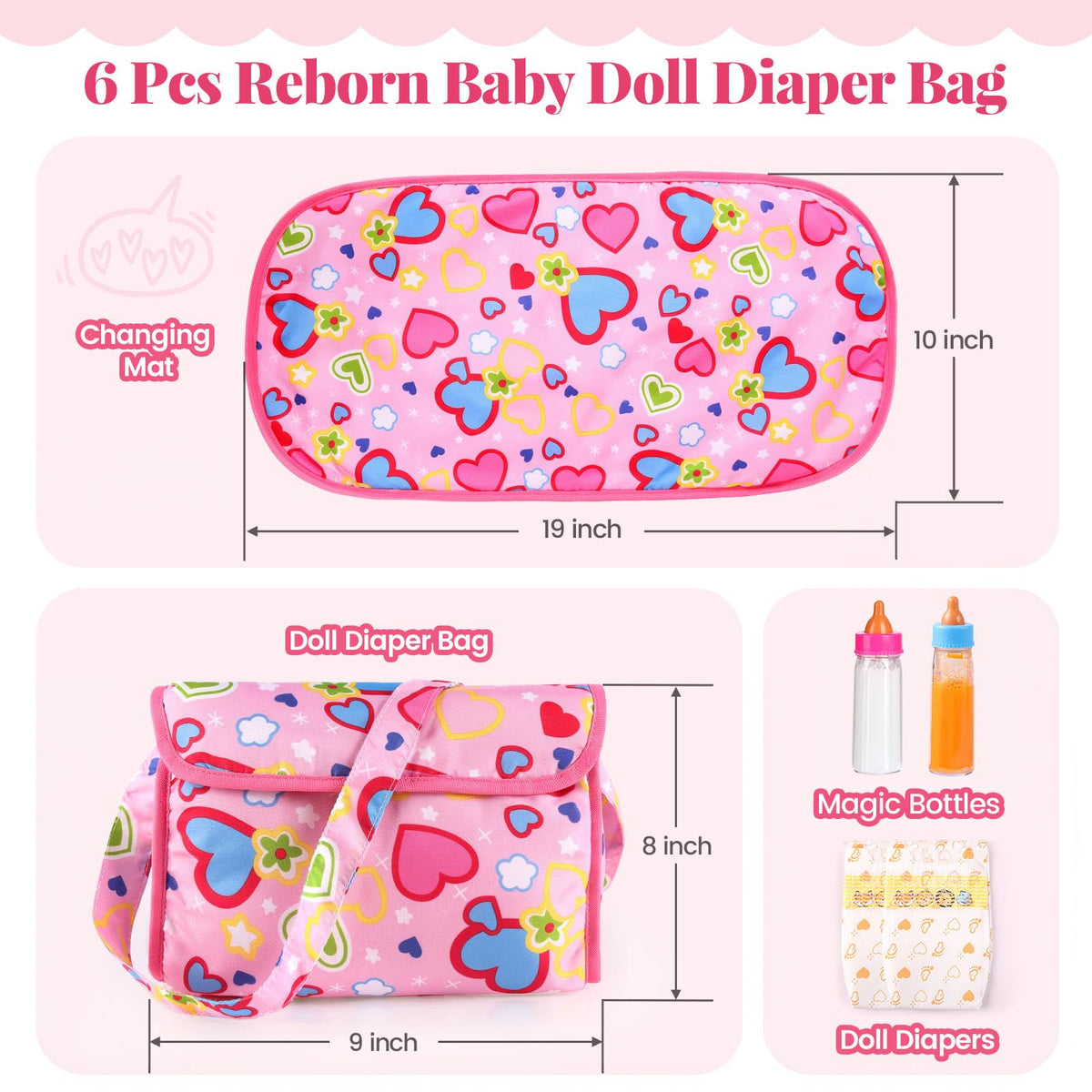 BABESIDE doll changing pad and cloth diapers laid out flat