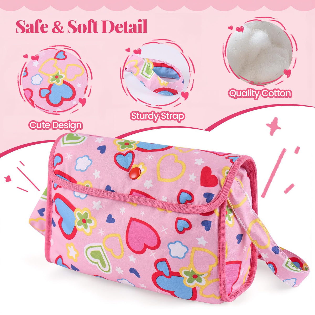 BABESIDE portable toy tote bag packed with pretend feeding supplies