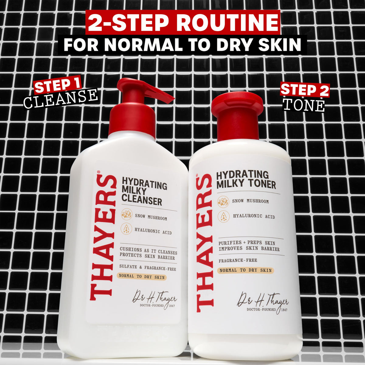 Thayers Hydrating Milky Toner pour demonstrating milky consistency