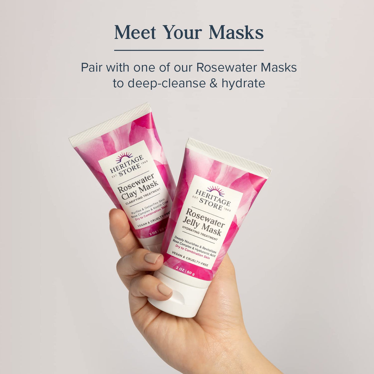Heritage Store Rosewater Facial Toner bottle next to a cotton pad