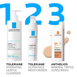 Anthelios tinted sunscreen bottle lifestyle shot outdoors