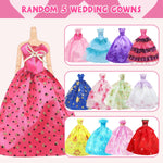 Detailed close up of miniature doll shoes and plastic necklaces included in the accessories pack.