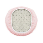Insun plush commode lid cover showing non slip adjustable backing close up.