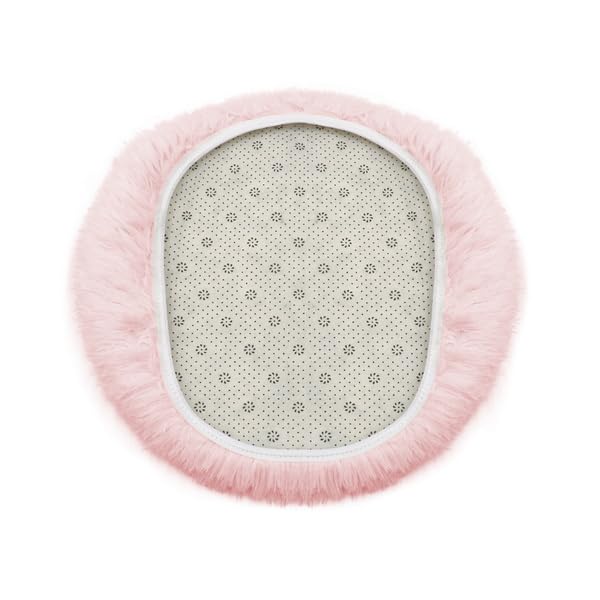 Insun plush commode lid cover showing non slip adjustable backing close up.