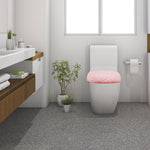 Insun premium pale pink soft touch toilet warmer cover elastic edges detail.