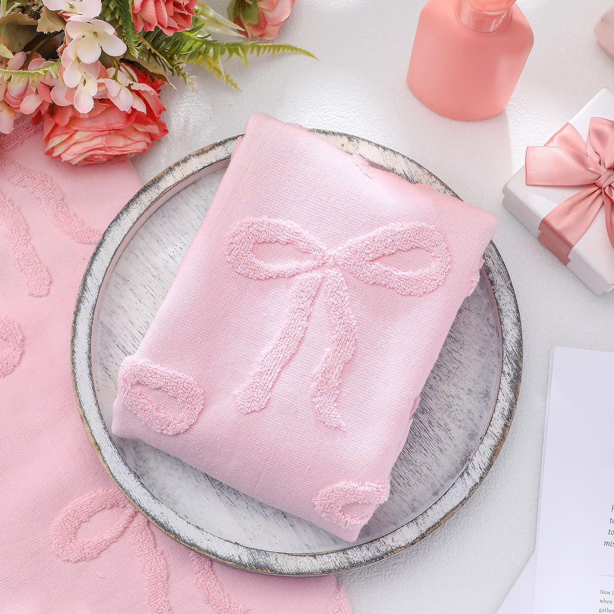 Pink hand towels 13.7 x 29.5 inches set for gift