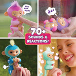 Interactive electronic pet displaying touch sensor areas on head and belly