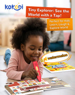 Child using Kokodi screen-free learning system for vocabulary