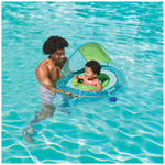 SwimWays toddler pool float showing removable toy attachments