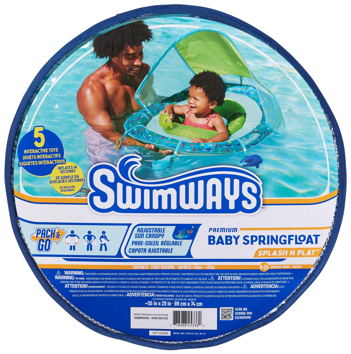 Folded and packed SwimWays Baby Spring Float for travel