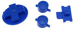 Blue plastic D-pad and action button keys set for vintage retro gaming console repair