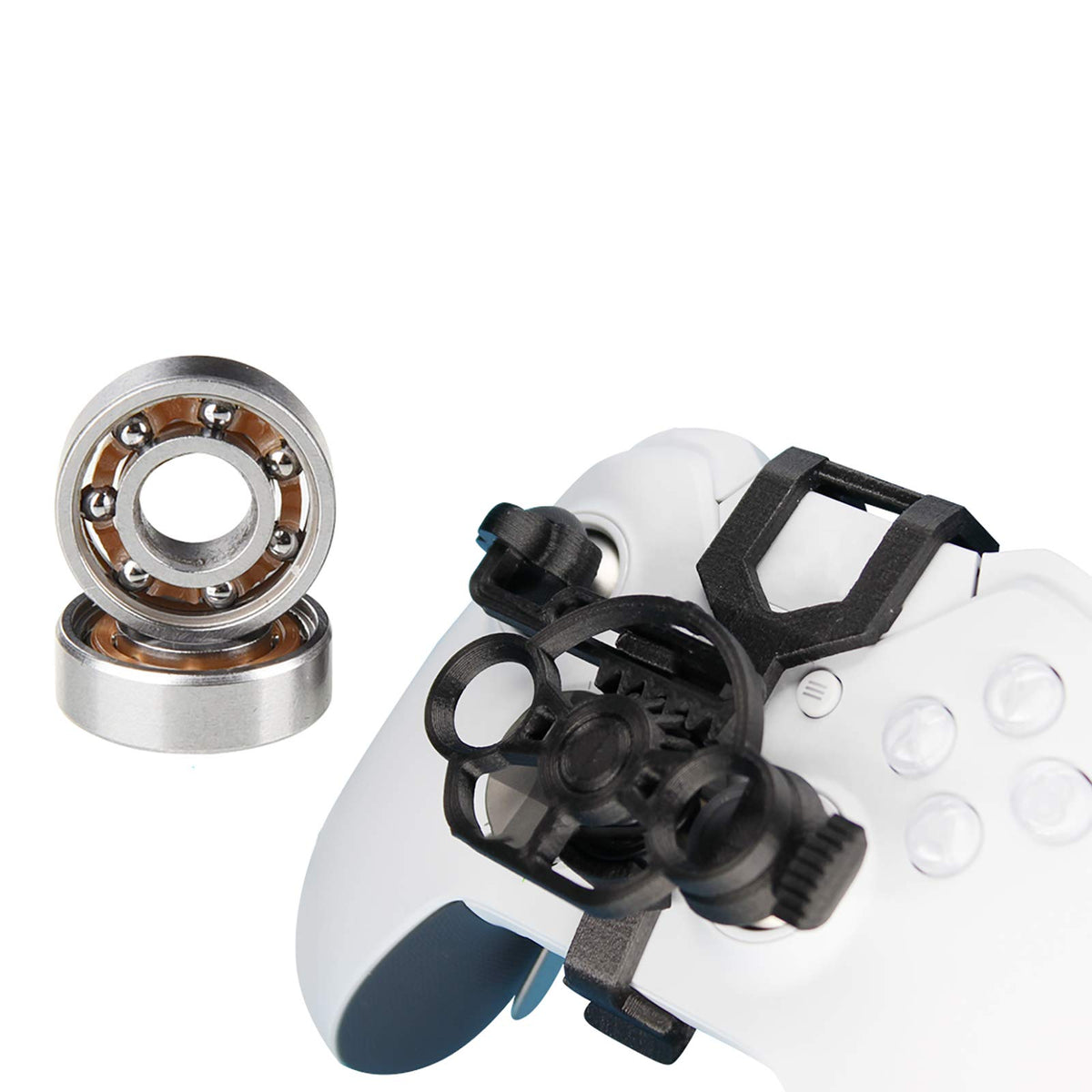LICHIFIT gaming controller steering wheel mod showing mechanical analog stick linkage