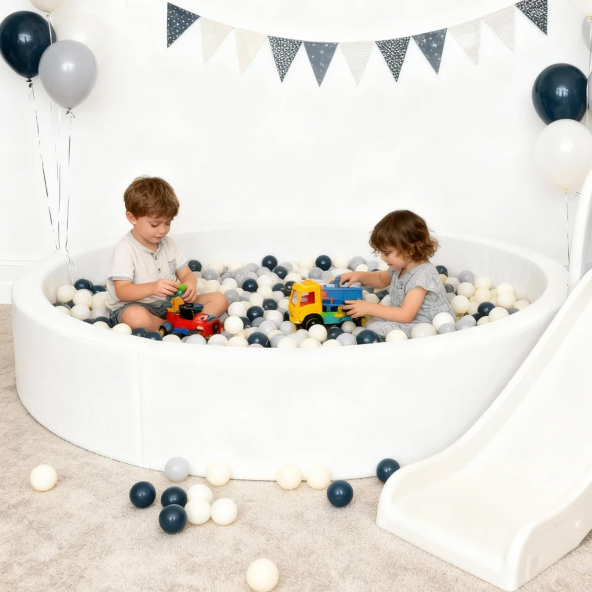 GOGOSO premium imported baby playballs being packed into a reusable storage bag
