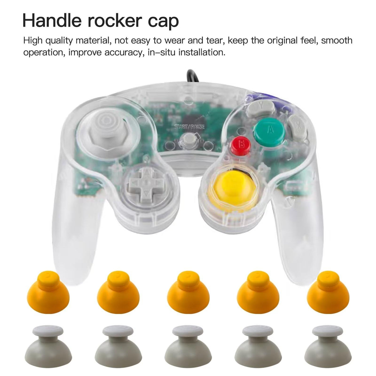 Side angle perspective of the durable replacement analog stick caps showcasing the authentic profile shape.