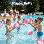 FuturePlusX twelve pack mini beach balls deflated and folded flat to demonstrate travel friendly storage.