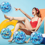 Zhanmai clear blue glitter beach balls floating as vibrant decorations in a swimming pool
