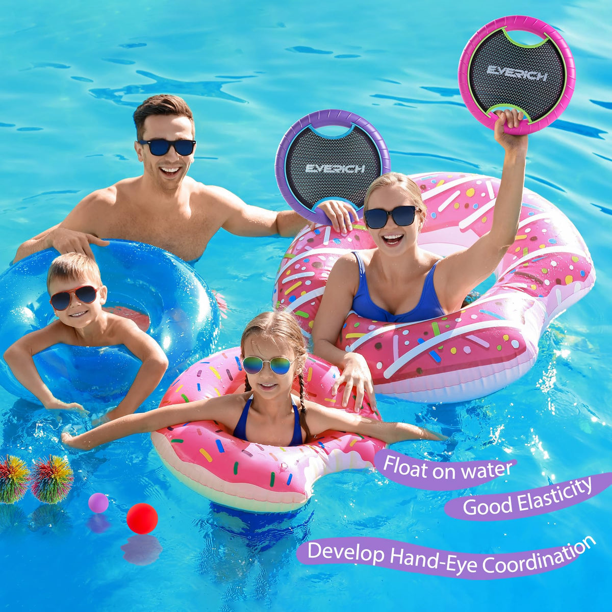 Elegant product packaging box for the Everich Toy soft foam paddle ball gift set.