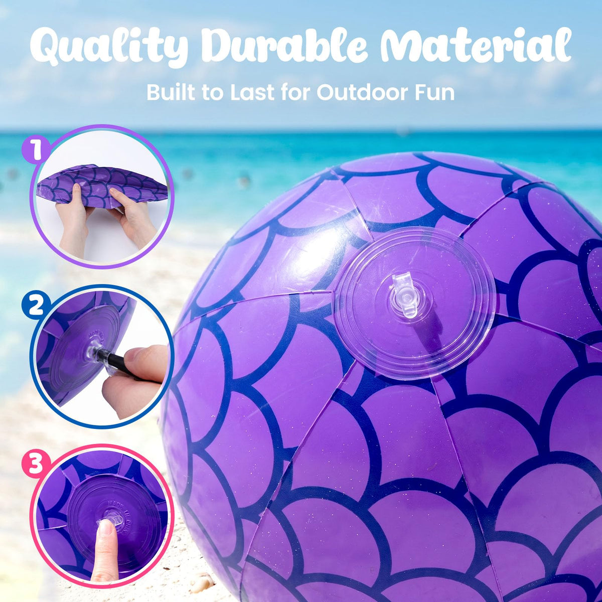 FUTUREPLUSX pink and purple fish scale pattern beach toys for kids