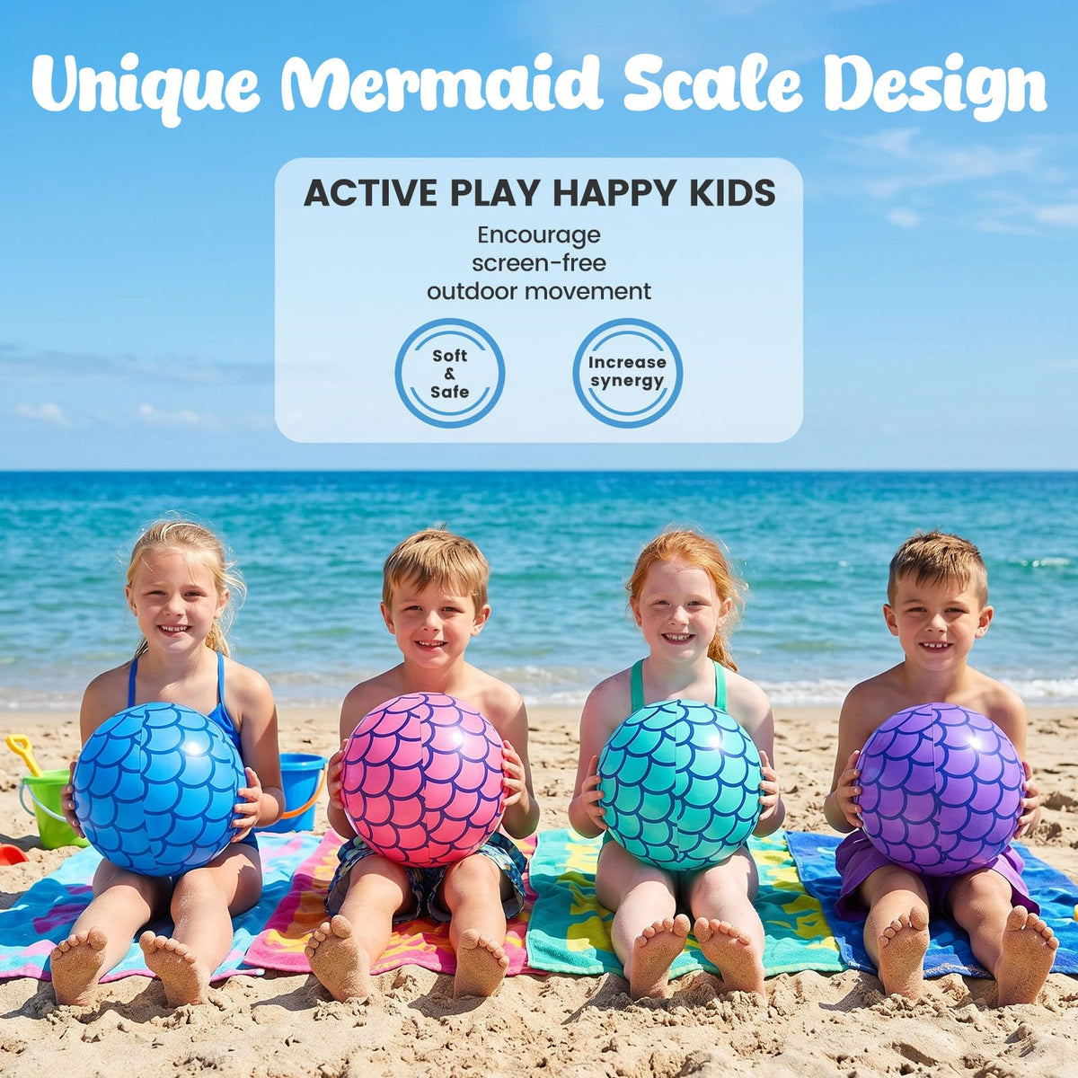 FUTUREPLUSX blue and teal mermaid party decorations inflatable balls group shot