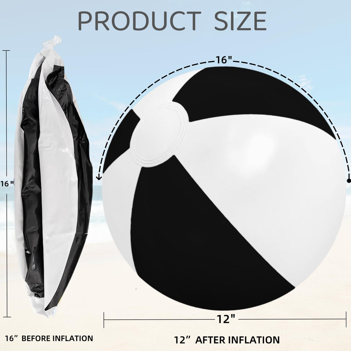 Six pack of premium PVC monochrome pool balls inflated and ready for summer water games