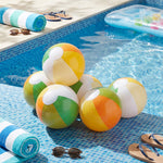 Close up of blue stripe design on jumbo inflatable beach ball