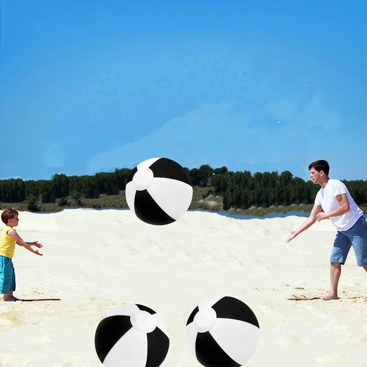 Fully deflated and compactly folded GCQJOQ beach balls showing ease of storage and portability