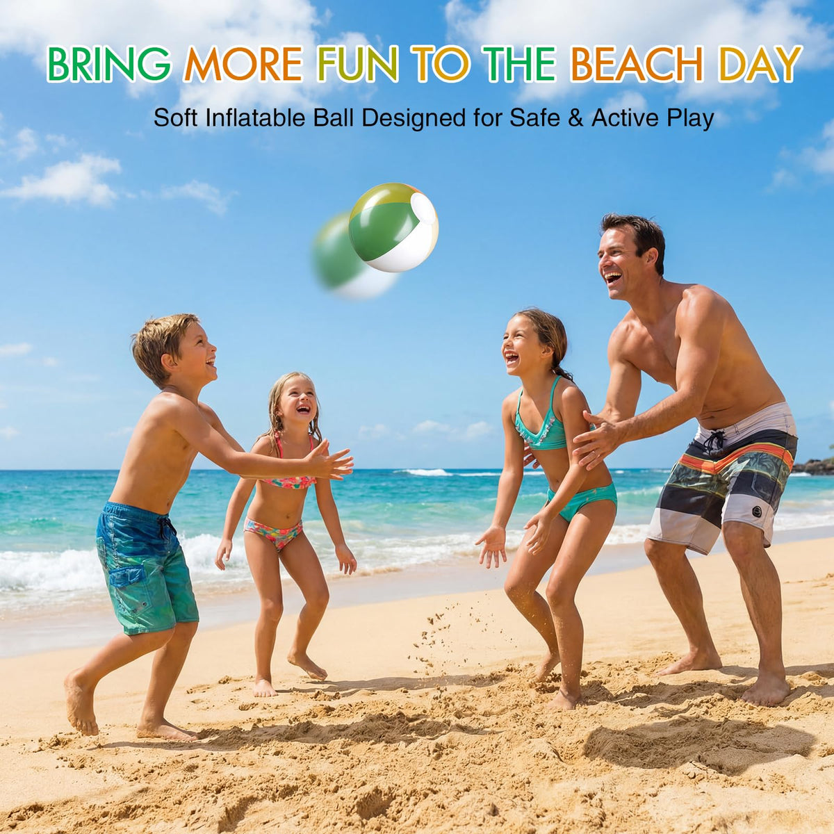 Adults playing water games with Realspring inflatable beach balls