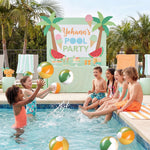 Realspring beach balls used as poolside party decor