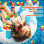 A handful of bright neon reusable splash balls ready for summer soaking games