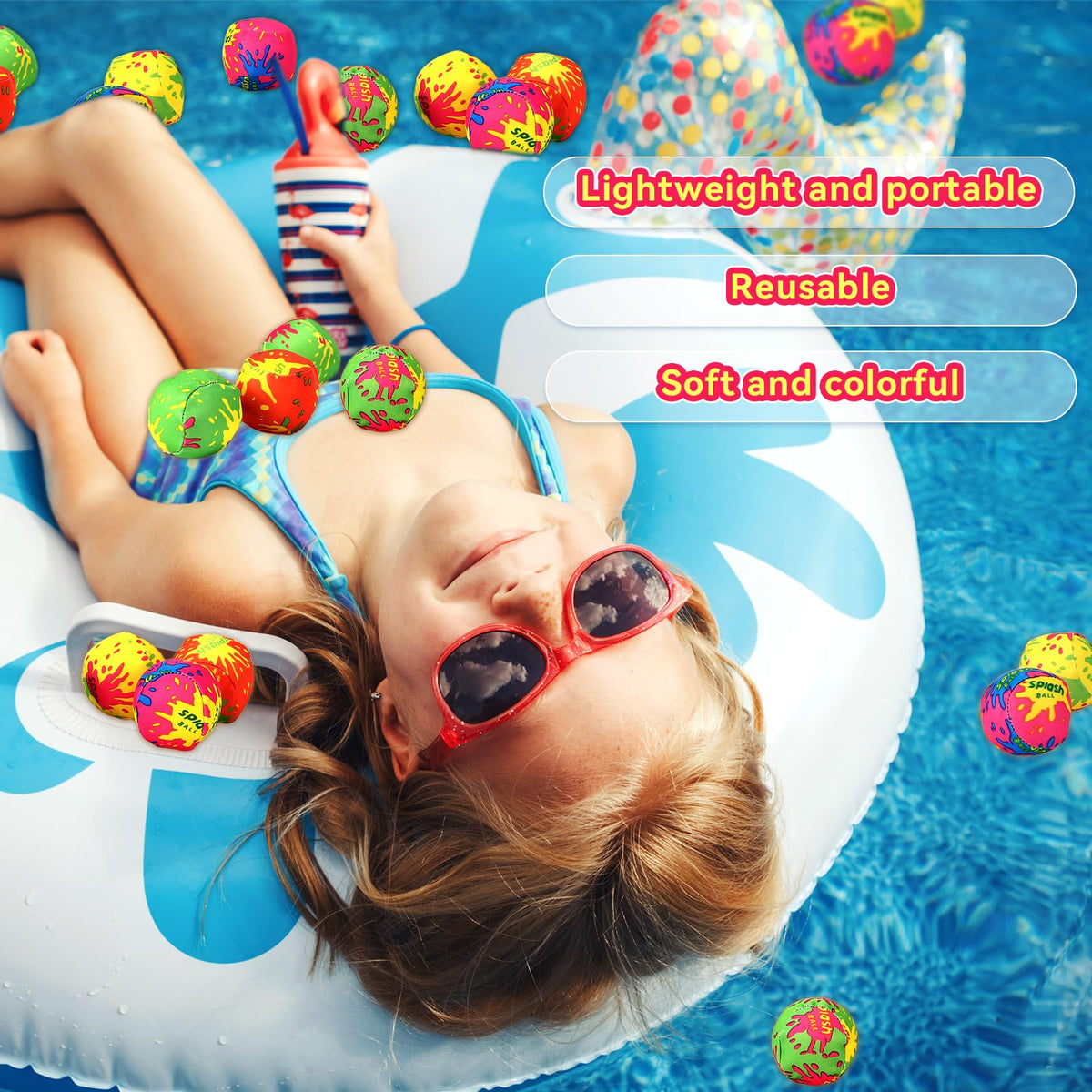 A handful of bright neon reusable splash balls ready for summer soaking games