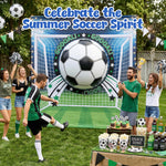 AMOR PRESENT large inflatable ball used as a sports themed birthday party decoration setup.