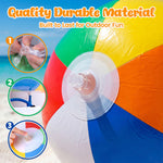 Six color classic rainbow design large beach ball floating on swimming pool water