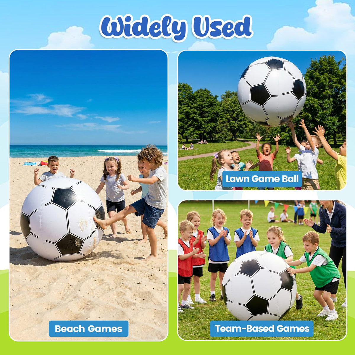 Close up view of the thick puncture resistant material of the AMOR PRESENT soccer toy.