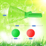 Demonstration of a child launching a ball into the air using the mechanical basket trigger.
