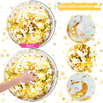 Close up of the shimmering gold holographic sequins inside the clear Civaner beach ball.