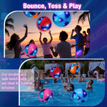Inflation process of the reusable colorful LED beach ball using a standard pump attachment.