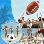 Lewtemi giant inflatable sports balls set floating inside a family swimming pool