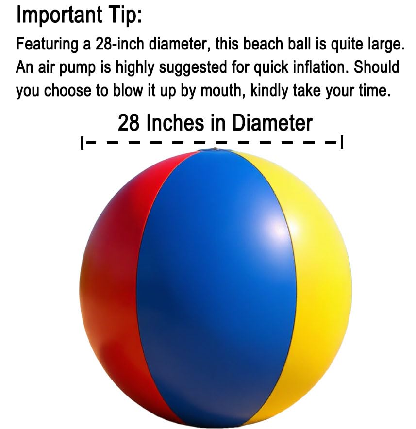Nujzuir twenty-eight-inch rainbow pool ball floating on water during a sunny pool party