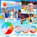SCIONE multi color nine inch beachball pack floating inside a swimming pool