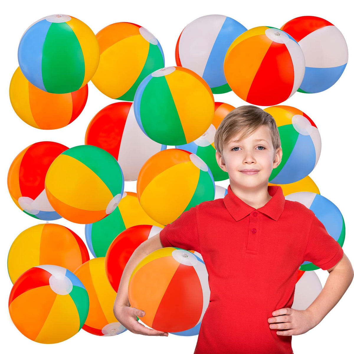 Deflated SCIONE nine inch beach balls showing compact storage layout
