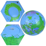 Coopay Inflatable World Map Ball being held by a teacher in an educational setting.