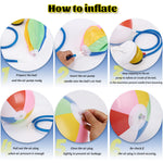 Close up view of the secure leakproof air valve on the rainbow inflatable beachball.
