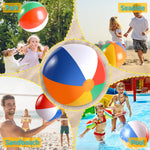Deflated and folded flat three pack beach balls highlighting portable travel convenience.