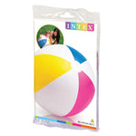 Intex twenty four inch glossy panel ball floating on water in a swimming pool