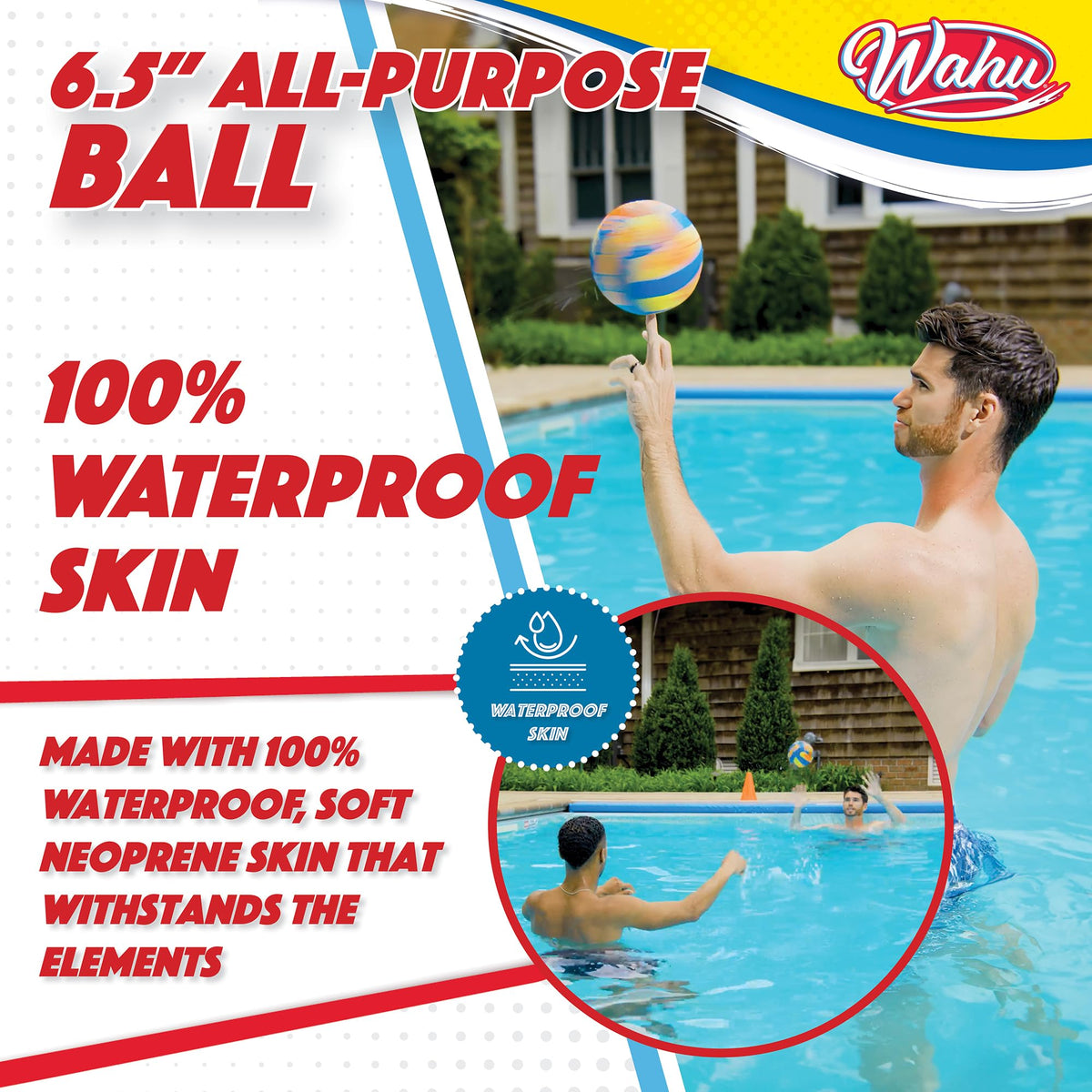 Wahu neoprene skin water ball side view detailing stitching