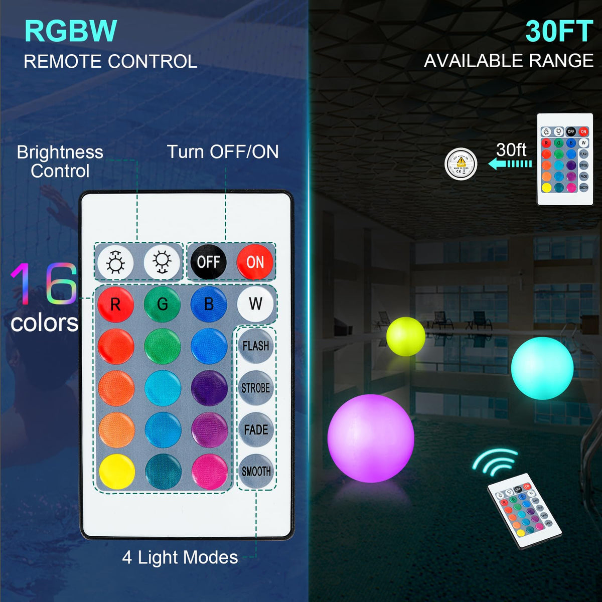 Durable PVC inflatable floating ball with LED light module